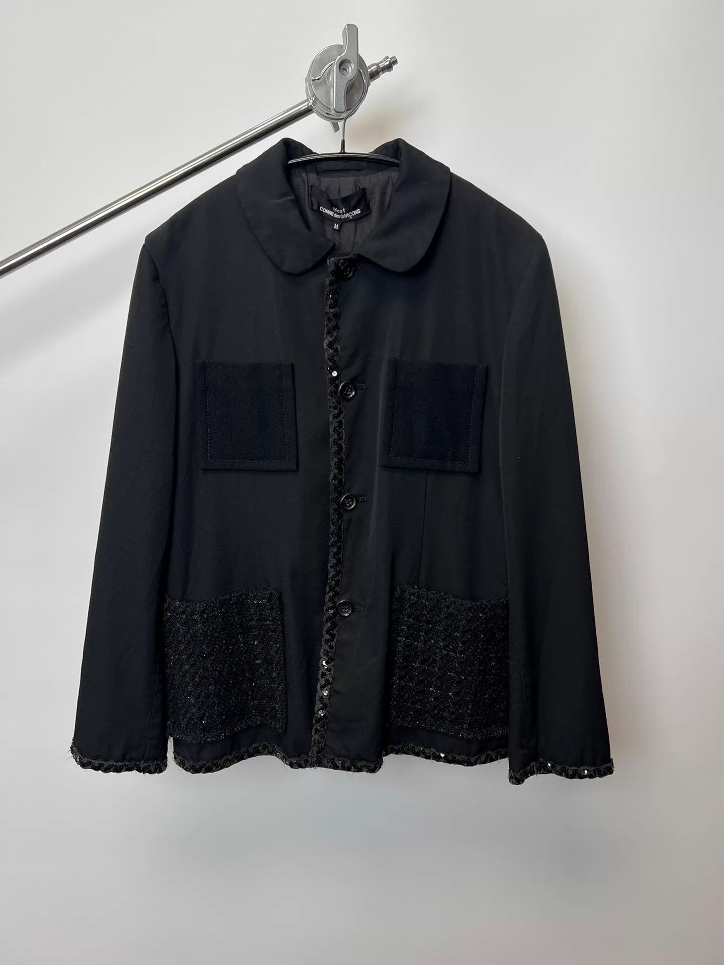 Comme des Garcons CDG Peter Pan Collar 4-Pocket Sequin Jacquard Wool Coat M Size M / US 6-8 / IT 42-44 - 1 Thumbnail
