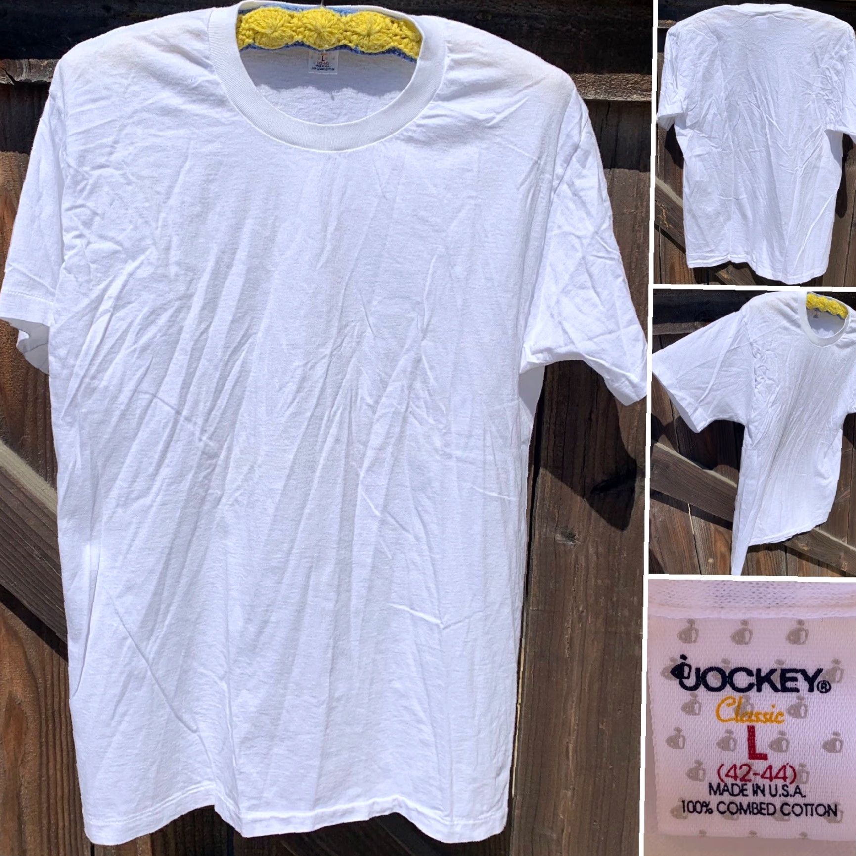 Jockey VINTAGE Jockey Classic T-Shirt White L Men's Cotton Single Stitch Made in USA Shirt Short Sleeve Size US L / EU 52-54 / 3 - 3 Thumbnail