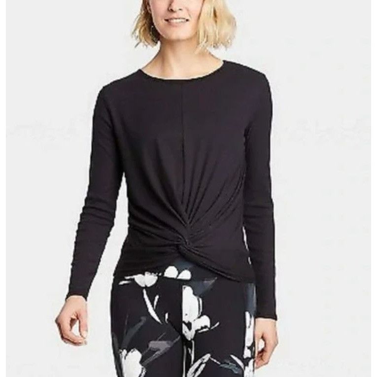 Other Womens Long Sleeve Twist-Front T-Shirt By All In Motion Blac Size L / US 10 / IT 46 - 1 Thumbnail