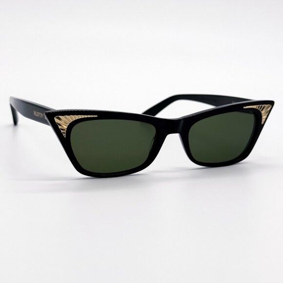 NEW VALENTINO SUNGLASSES VLS-175A BLACK/GREEN CAT EYE WOMEN