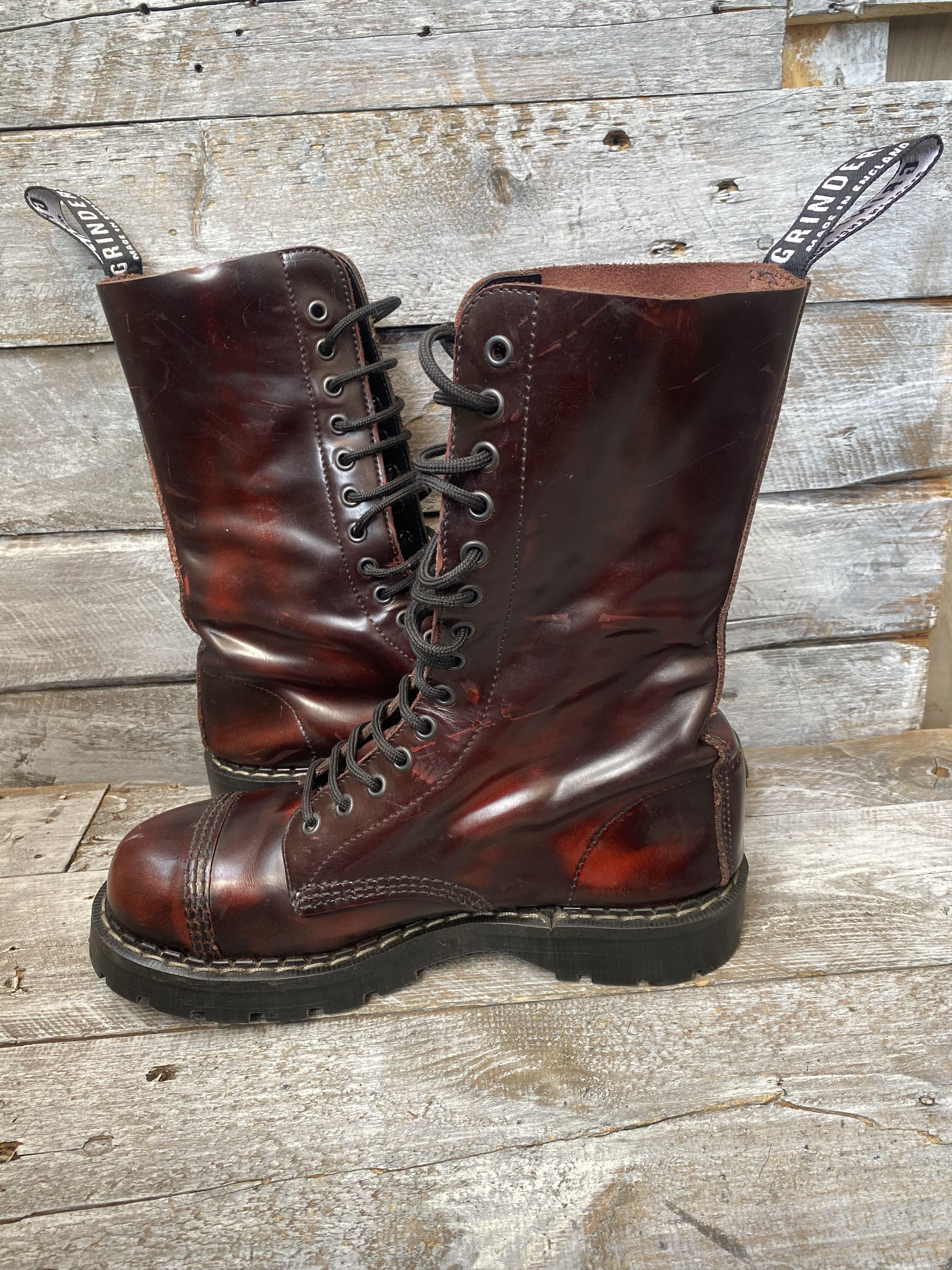 Vintage Grinder x Dr martens burgundy combat boots steel toe uk7 Size US 8 / EU 41 - 11 Thumbnail