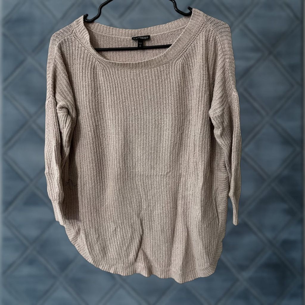 Express Express Womens Small Pink Round Neck Solid 3/4 Sleeve Sweater Top Size S / US 4 / IT 40 - 1 Thumbnail