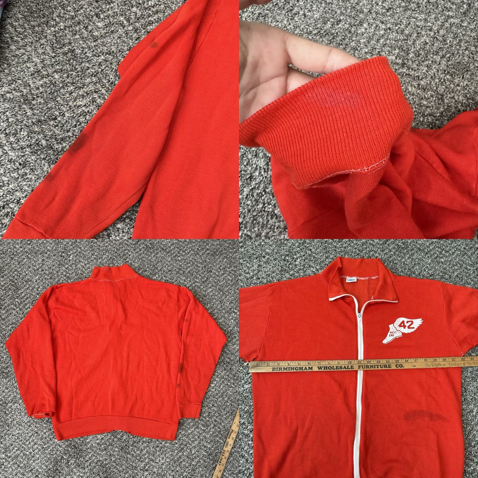 Champion VINTAGE Champion Sweatshirt Mens M Blue Bar 70s NYAC Wings Running Zip Up Orange Cotton Blend Fleece Full Zip Logo Zipper Size US M / EU 48-50 / 2 - 8 Thumbnail