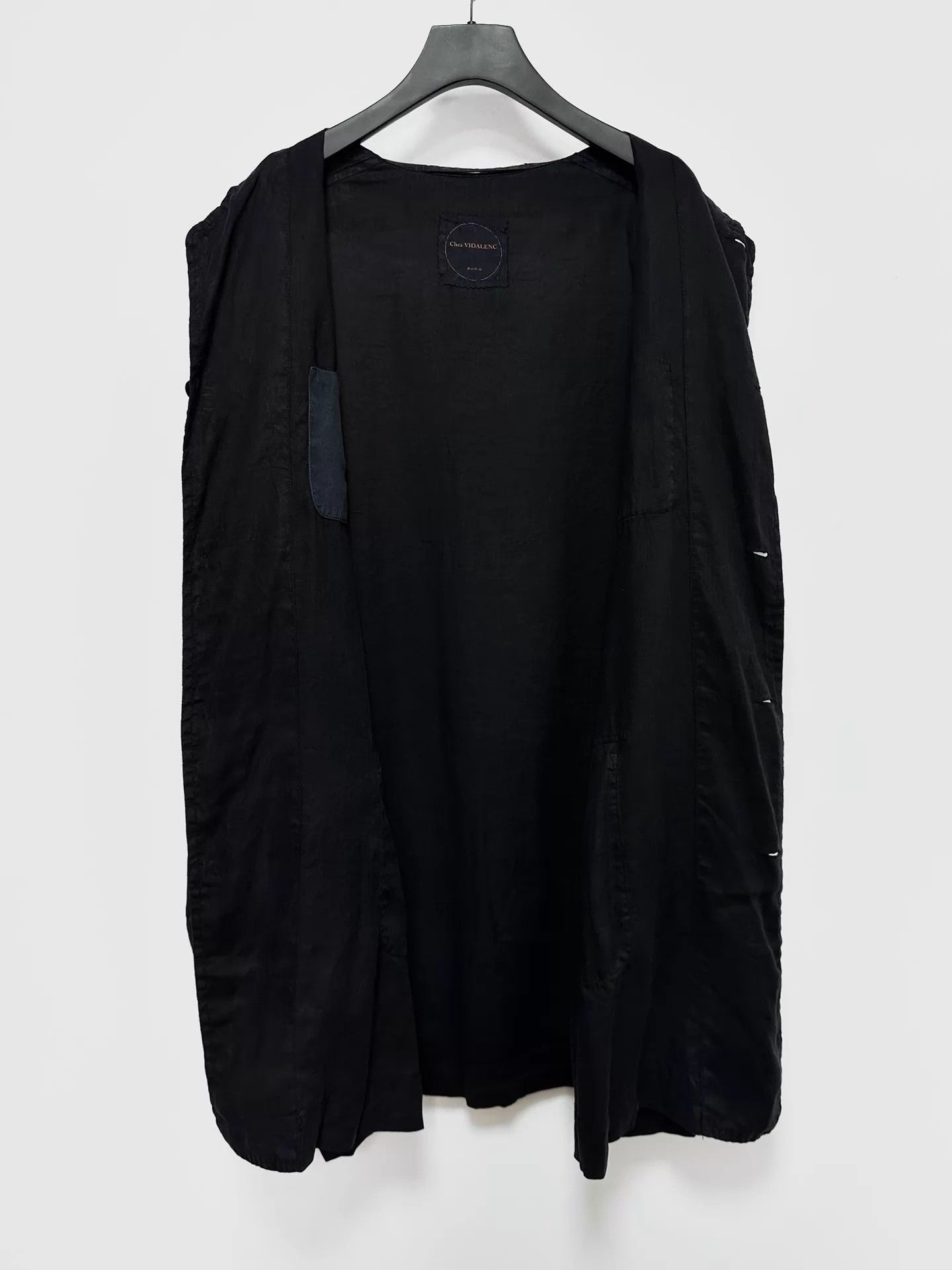 Other Chez VIDALENC Hand-Dyed Black Linen Oversize Overcoat Size US S / EU 44-46 / 1 - 3 Thumbnail