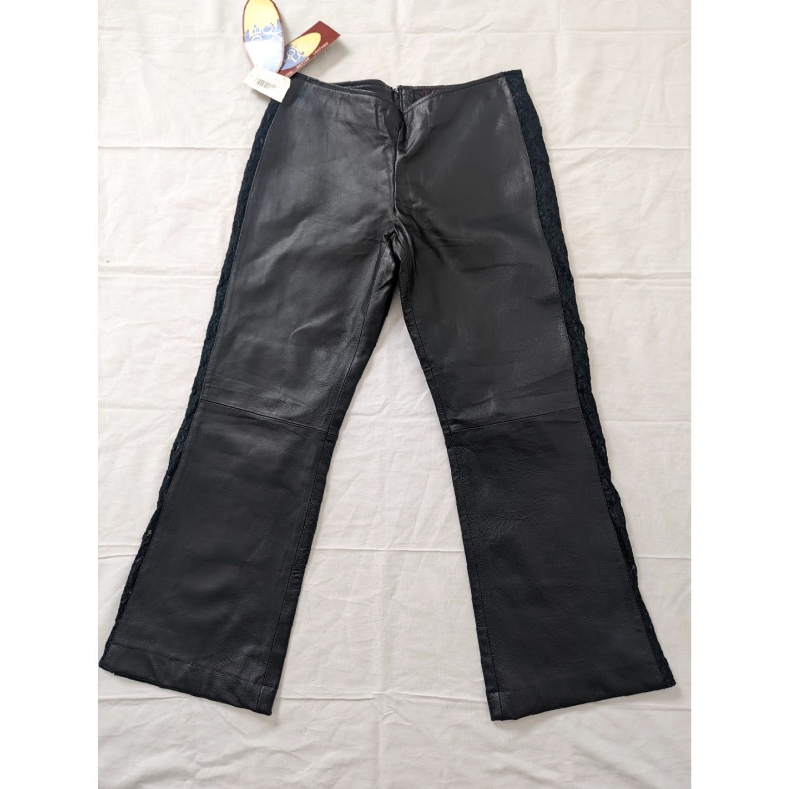 Vintage VINTAGE Leather High-Rise Lace Sheer Side Stripe Bootcut Pants Moto Biker 8 32x28 Womens Clothing Pants Leather 80s 90s Punk Retro Grunge Y2K Ban? Size 30" / US 8 / IT 44 - 2 Thumbnail