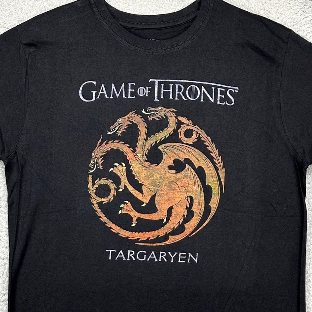 Vintage Game Of Thrones T-Shirt Adult Large Black House Targaryen Dragon Tees Mens NEW Size US L / EU 52-54 / 3 - 2 Thumbnail
