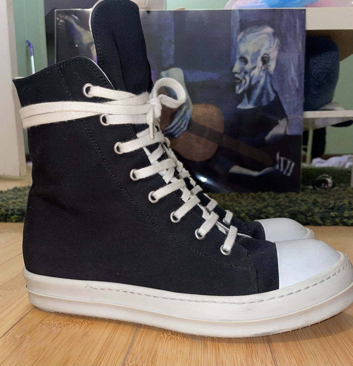 Rick Owens Drkshdw Rick Owens DRKSHDW canvas Ramones high | Grailed