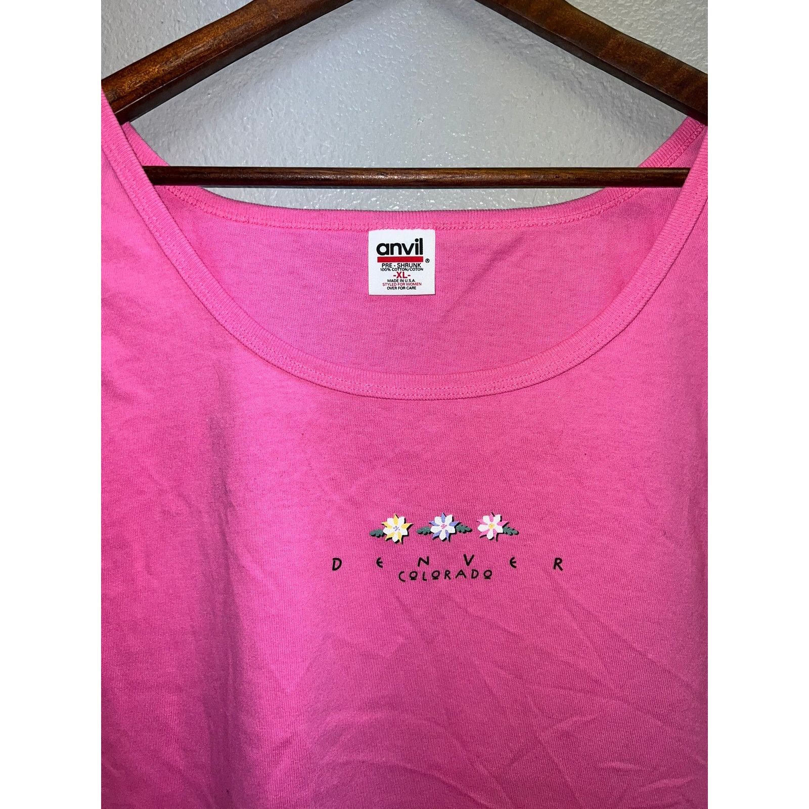 Anvil Vintage Womens Denver Top Shirt Sleeveless Tank Pink 90s XL Size XL / US 12-14 / IT 48-50 - 2 Thumbnail
