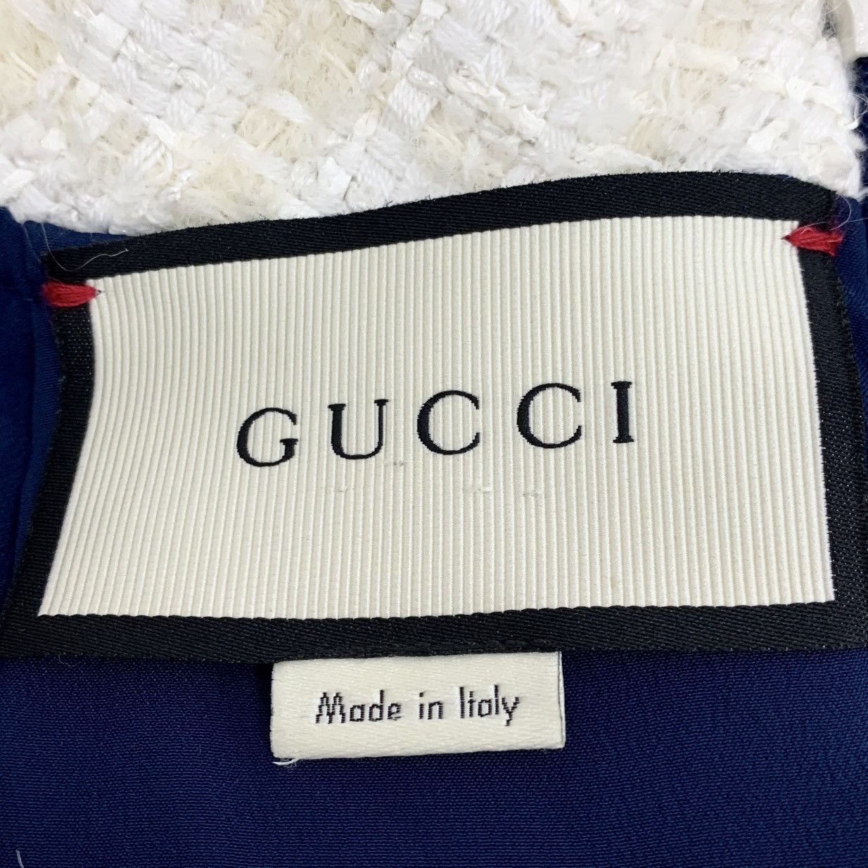 Gucci Gucci navy blue cotton babydoll collar bow woven tweed dress Size S / US 4 / IT 40 - 7 Thumbnail