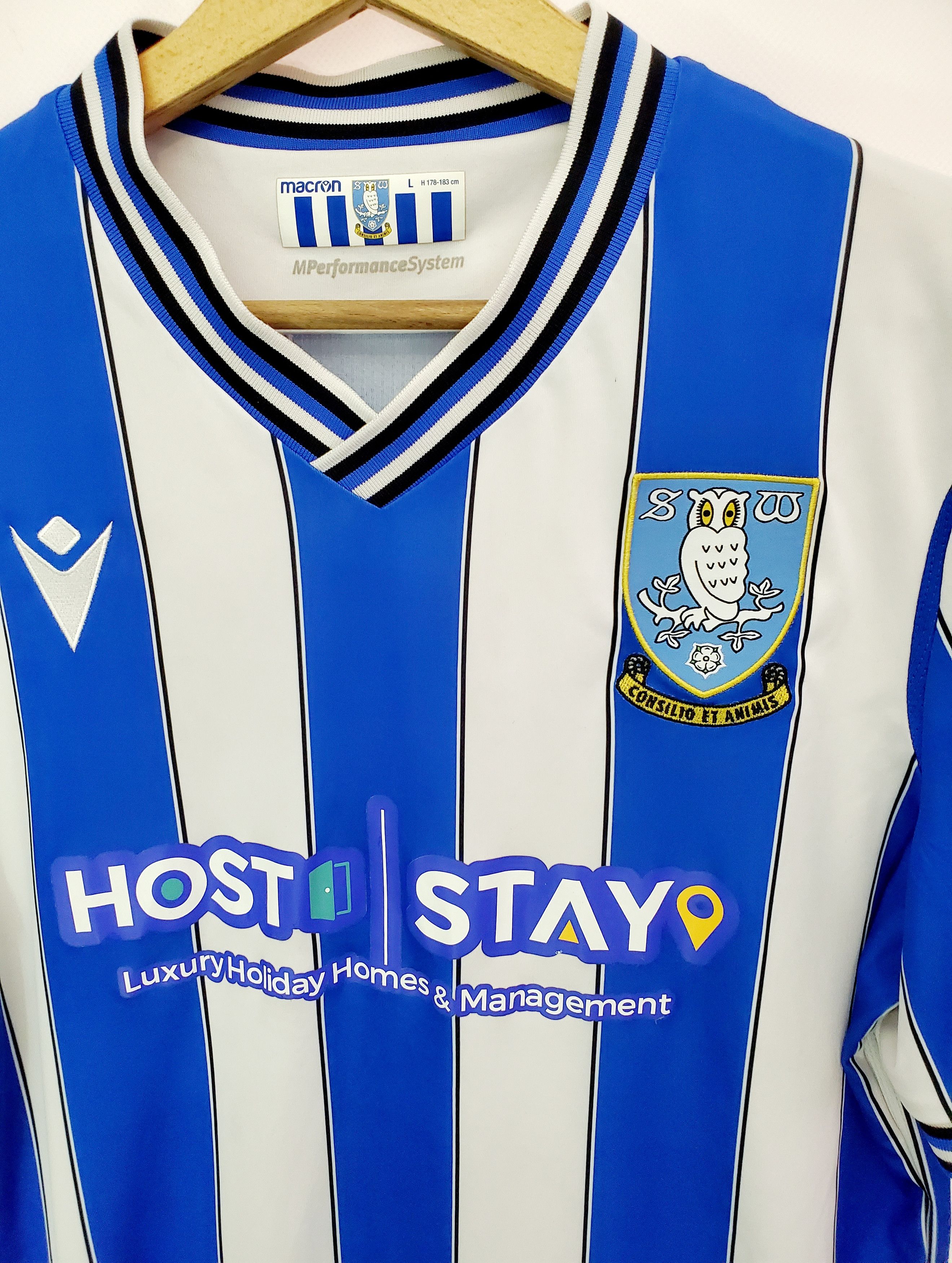 Macron Original Sheffield Wednesday 2022/2023 Home jersey sizeM,L Size US L / EU 52-54 / 3 - 2 Thumbnail