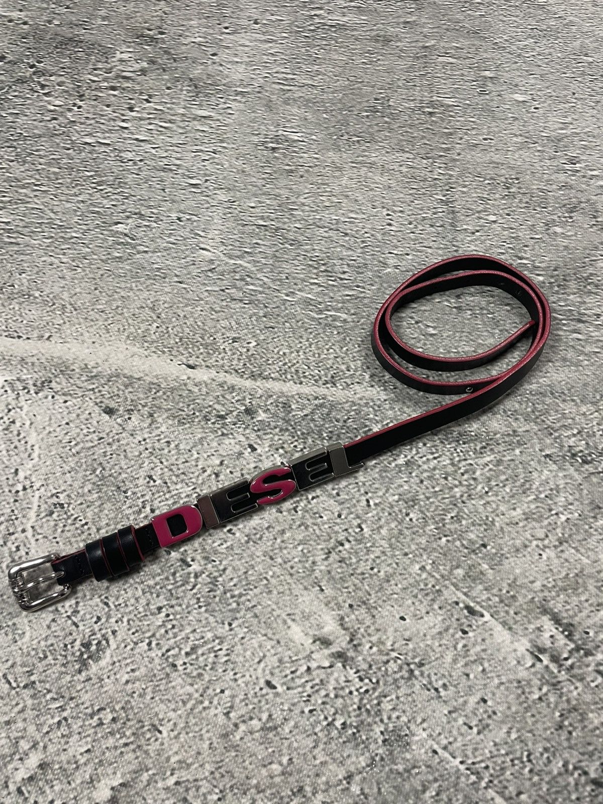 Diesel Diesel leather belt multicolour moving letters black pink Size 32 - 2 Thumbnail
