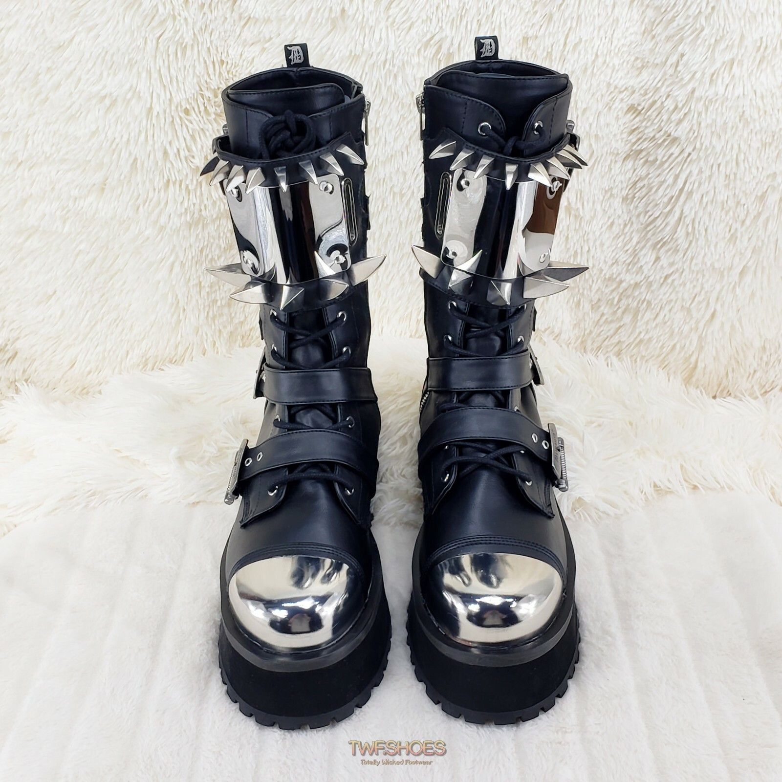 Other GraveDigger 250 Claw Spike Black Lace Up Boots Mid Calf Men Size US 12 / EU 45 - 2 Thumbnail