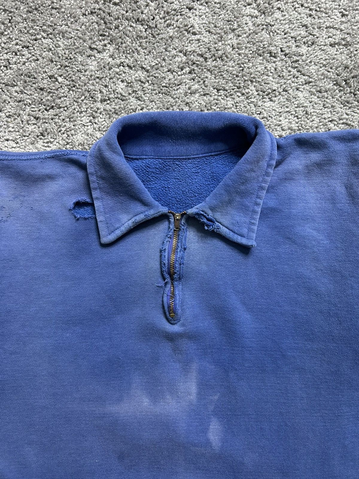 Vintage Vintage 50s Thrashed Quarter Zip Collared Blank Sweatshirt Size US M / EU 48-50 / 2 - 2 Thumbnail