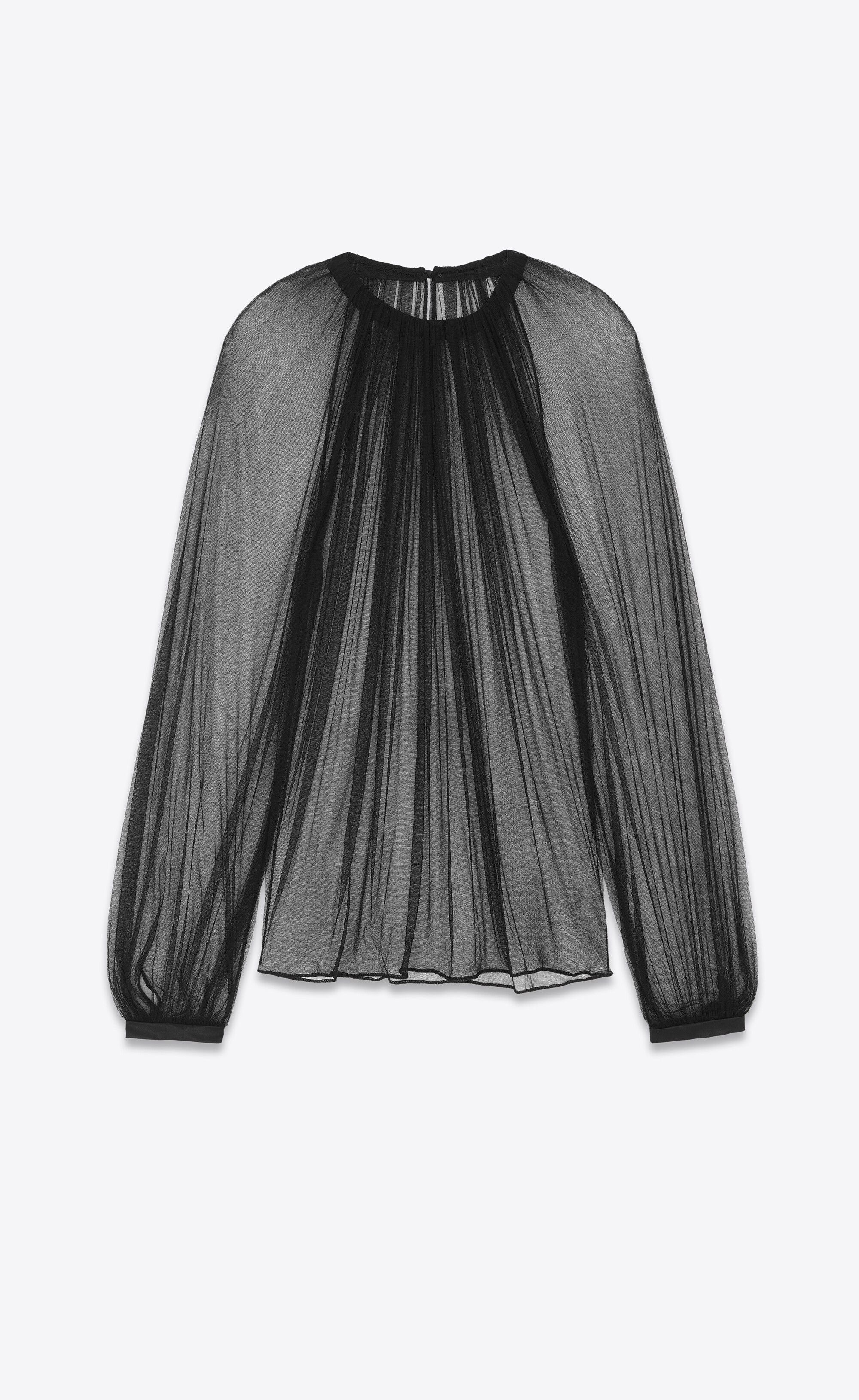 gathered blouse in silk tulle