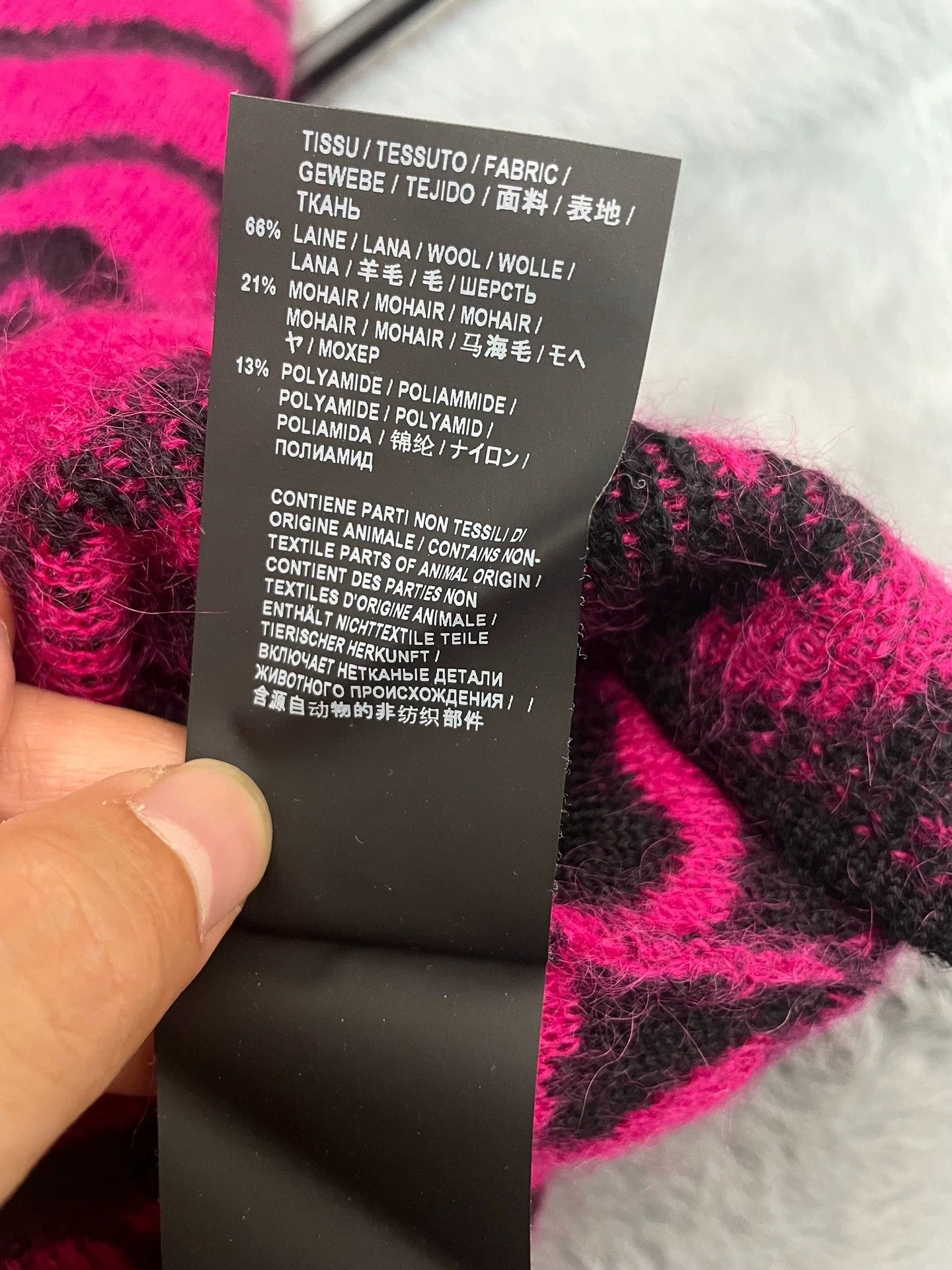 Saint Laurent Paris Saint Laurent SLP Rose Red Zebra Print Wool Mohair Cardigan Size US XS / EU 42 / 0 - 5 Thumbnail