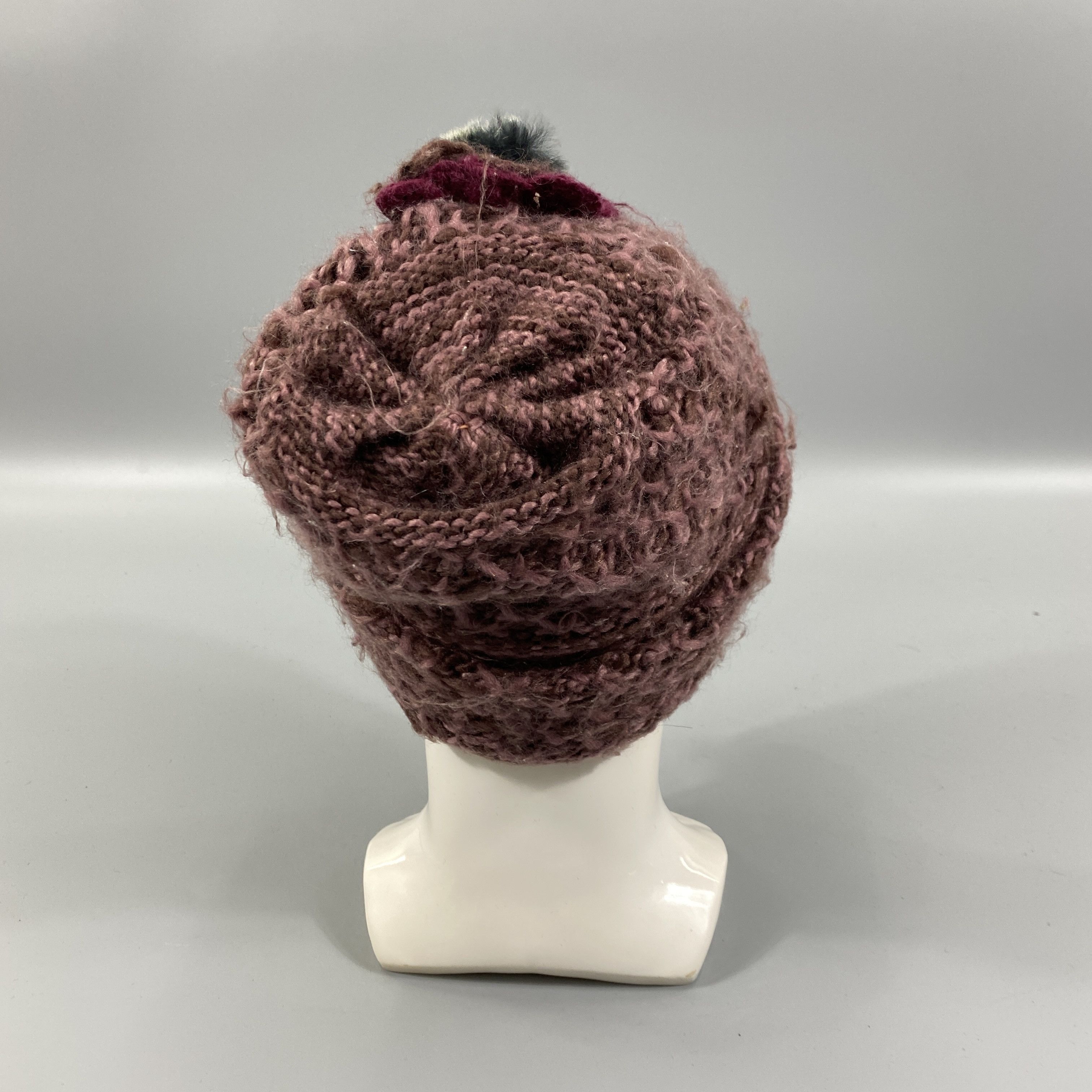 Japanese Brand Knit Snow Cap Beanie Hat With Small Flowers -BN1156 Size ONE SIZE - 4 Thumbnail