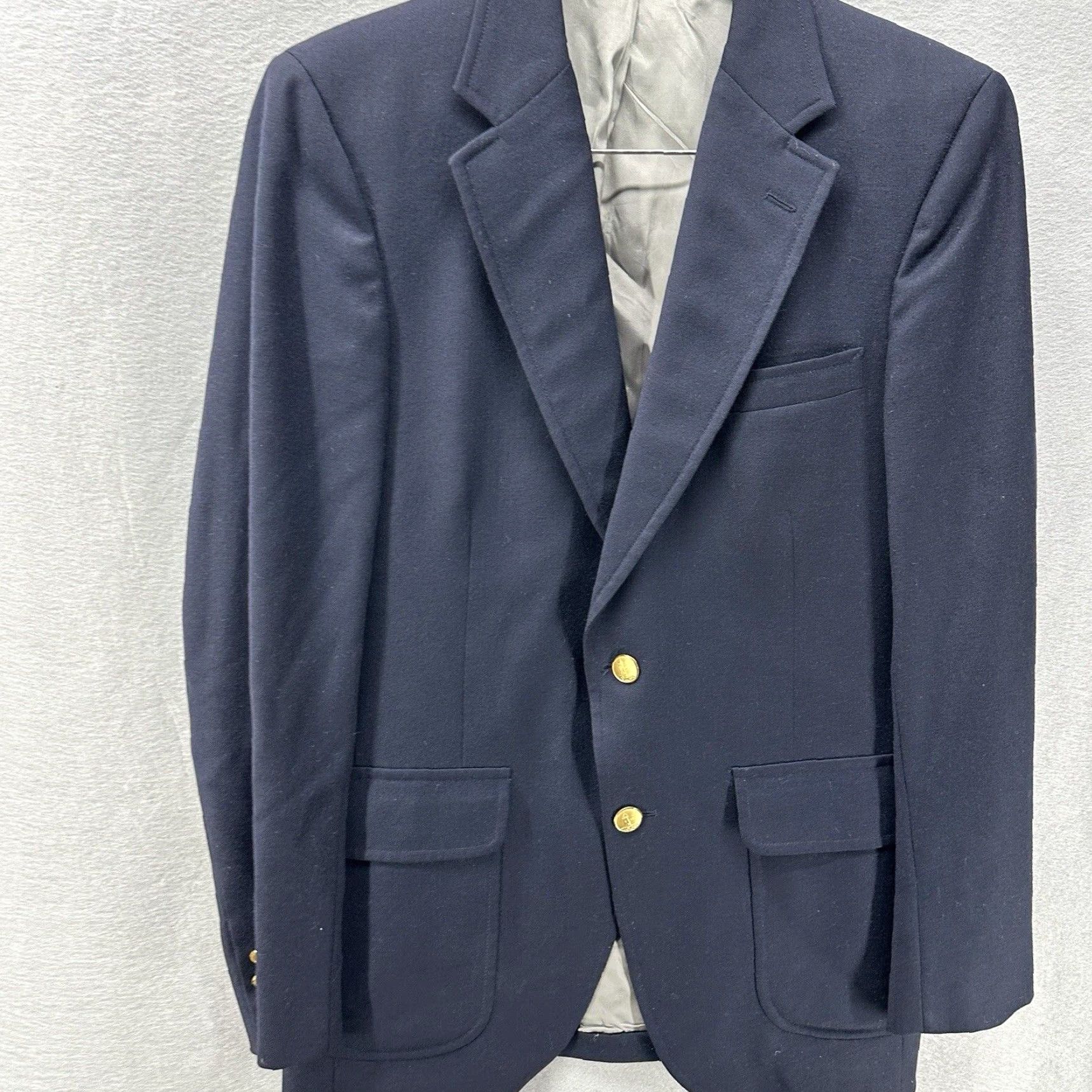 Lands' End VINTAGE Lands' End Wool Blazer Mens M Blue Solid Preppy Single-Breasted Regular Fit Size 40R - 5 Thumbnail