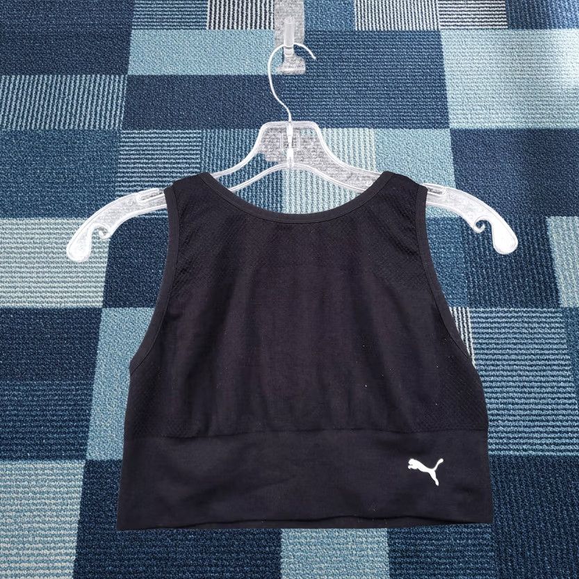 Puma PUMA Sports Bra Womens L Black Crisscross Strappy Hollow Back Sportswear Size ONE SIZE - 1 Thumbnail
