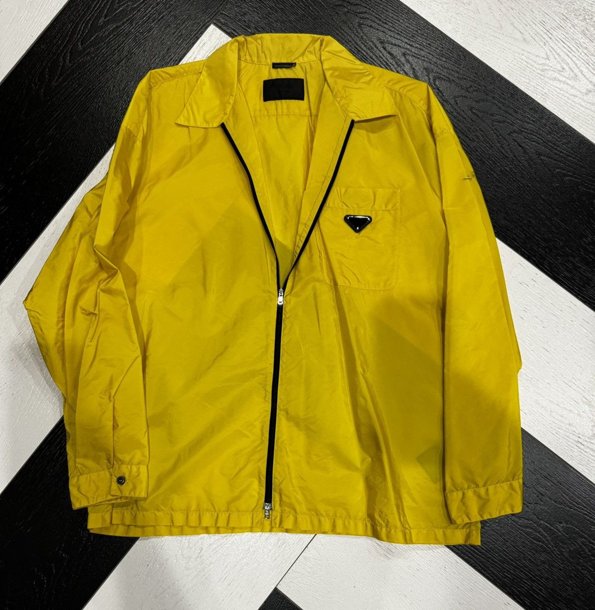 image of Prada Logo Windbreaker Yellow Size Xl, Men's