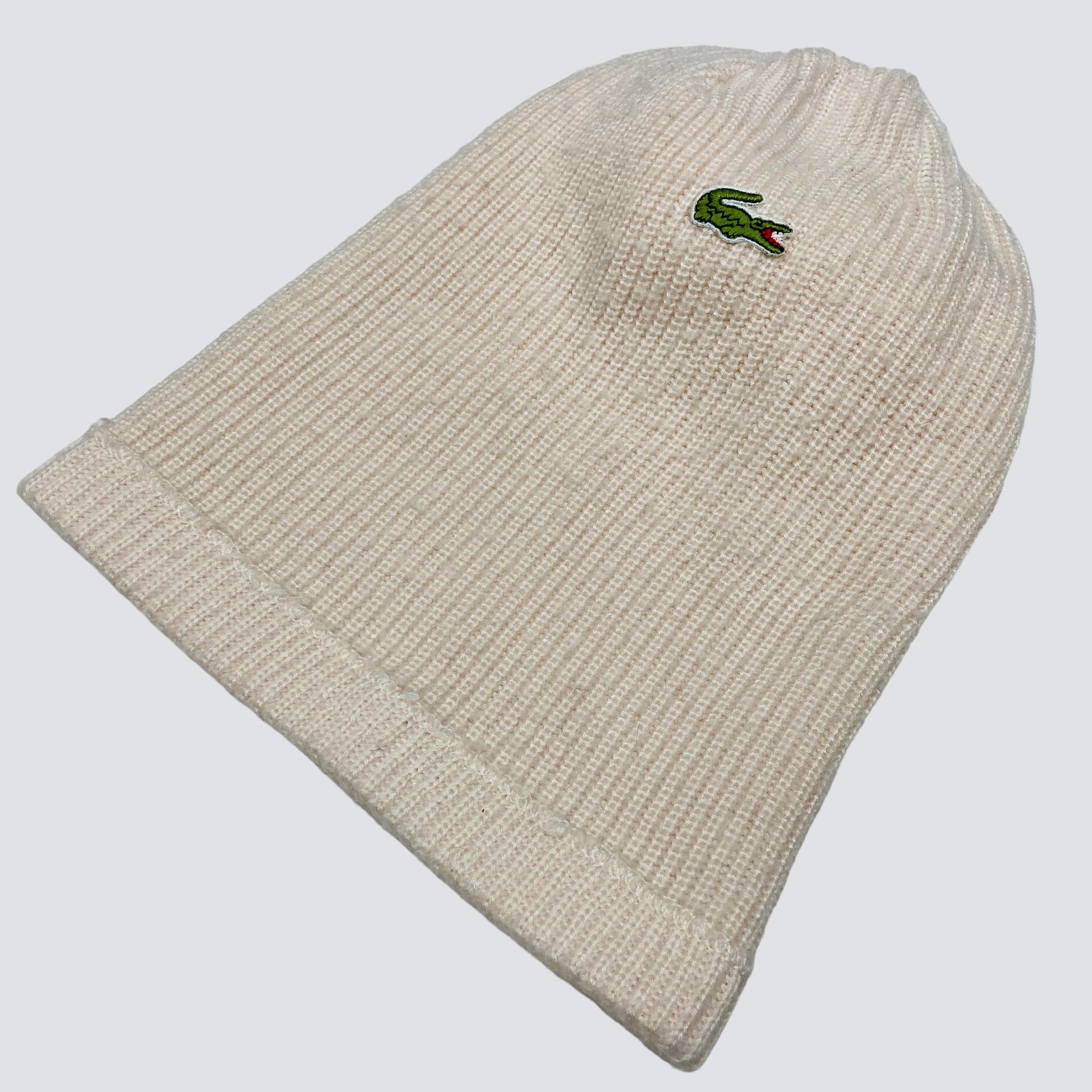 Lacoste 1990s LACOSTE CREAM BEANIE HAT - № 4128 Size ONE SIZE - 2 Thumbnail
