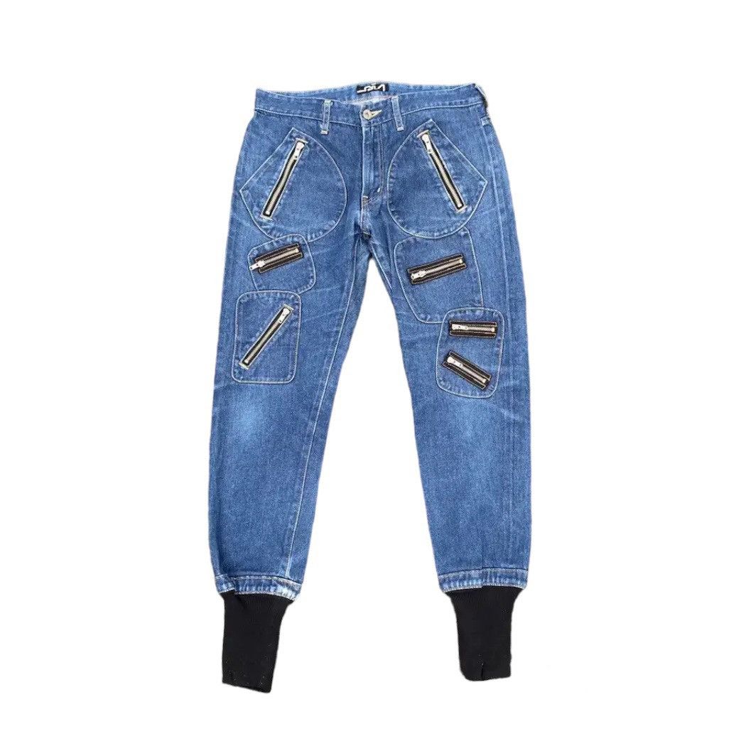 image of Seditionaries x Silas Vintage Silas Jeans Multi Zipper Denim Jogger Pants Waist 29 in Blue, Men's
