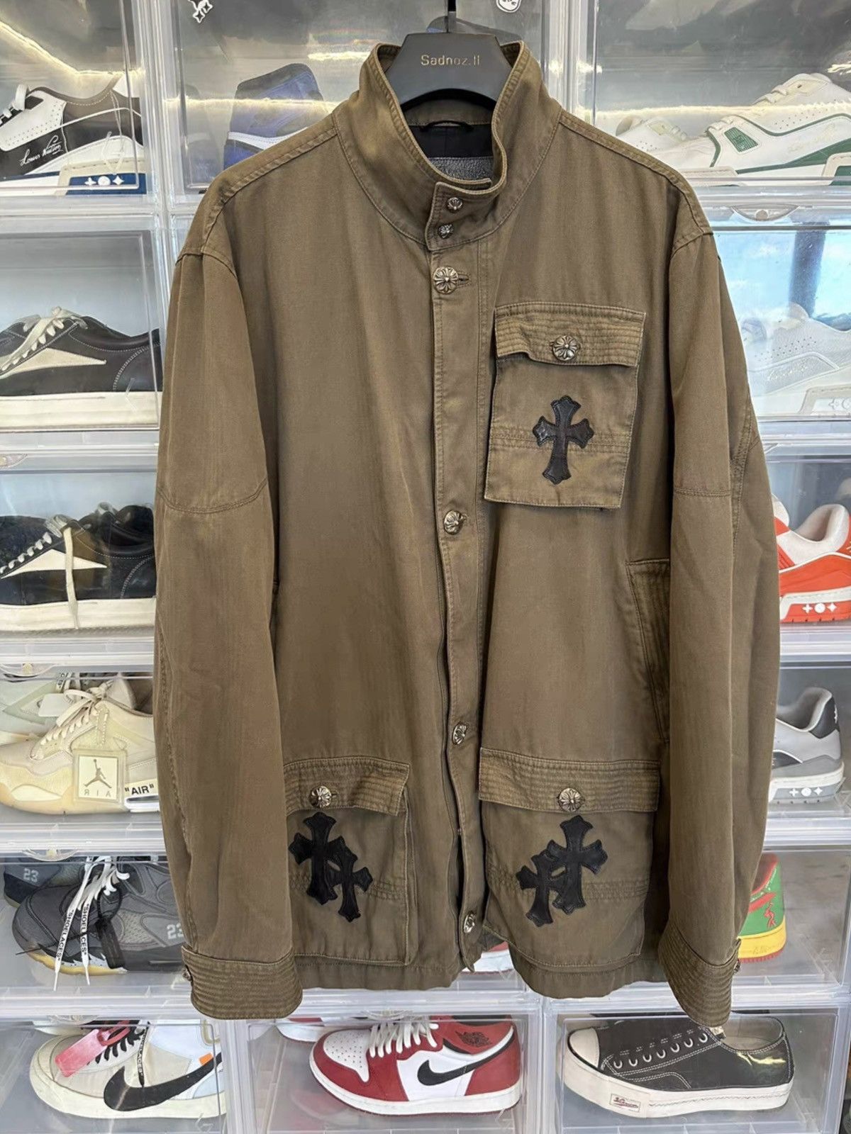 Chrome hearts cross leather patch jacket