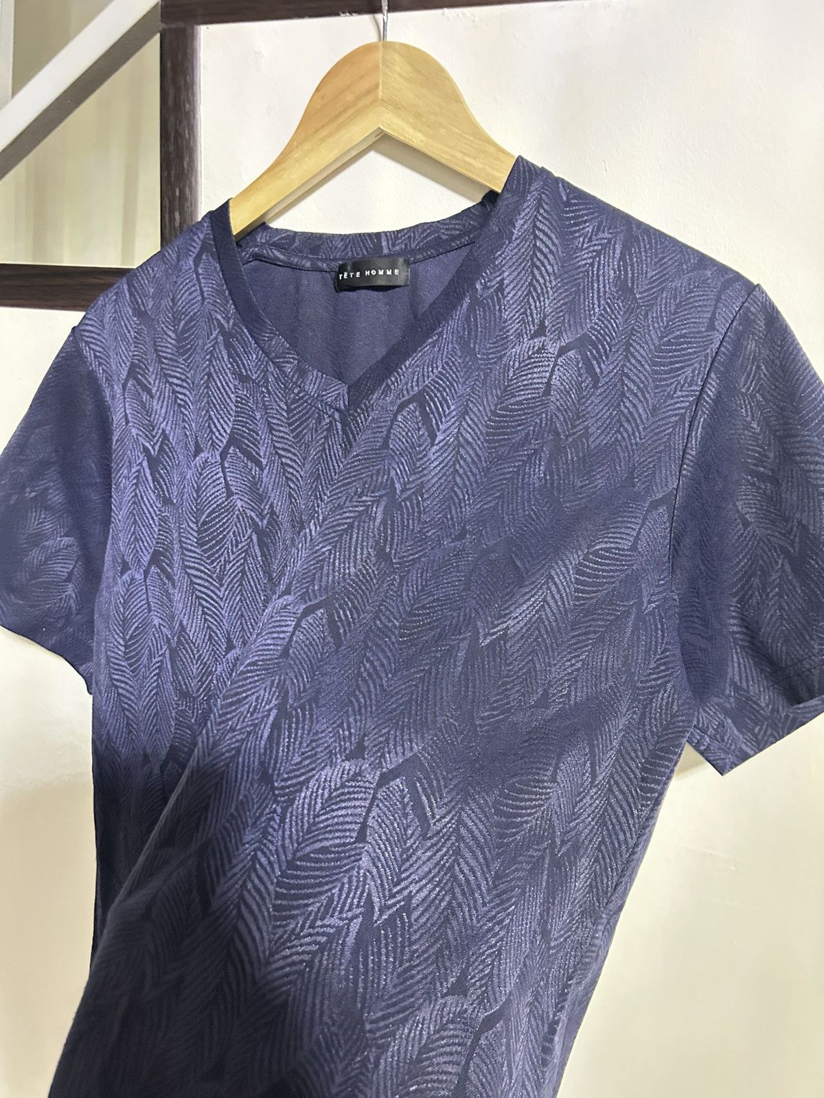 Tete Homme Tête Homme Japan Archive Textured Jacquard V-neck Tee Size US L / EU 52-54 / 3 - 5 Thumbnail