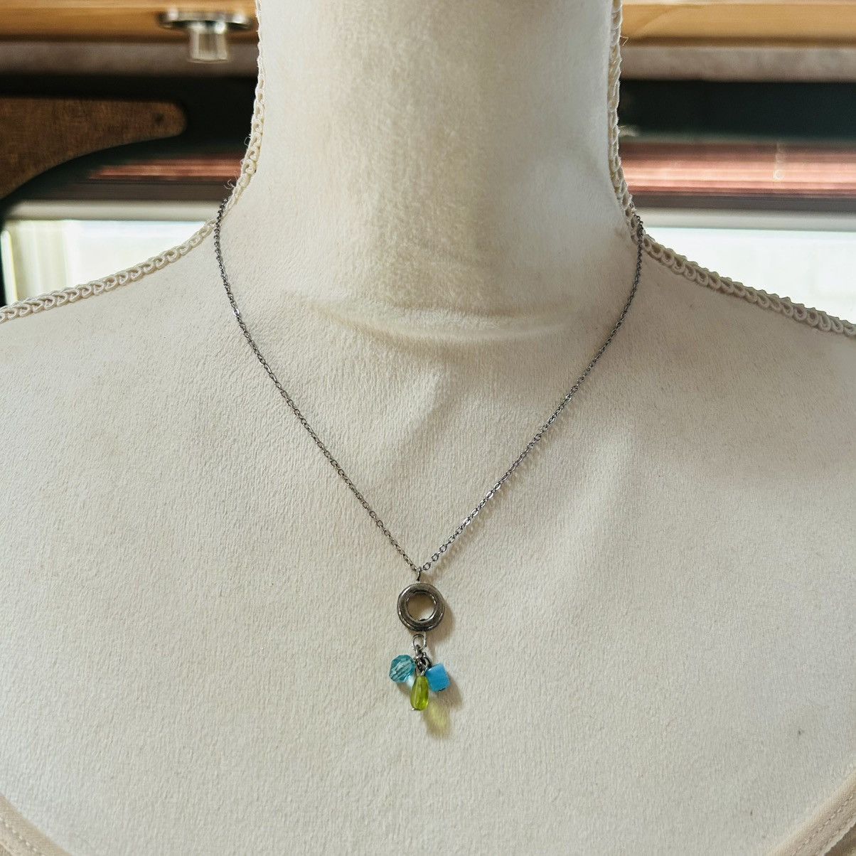 Handmade Handcrafted glass bead cluster pendant on chain necklace Size ONE SIZE - 2 Thumbnail