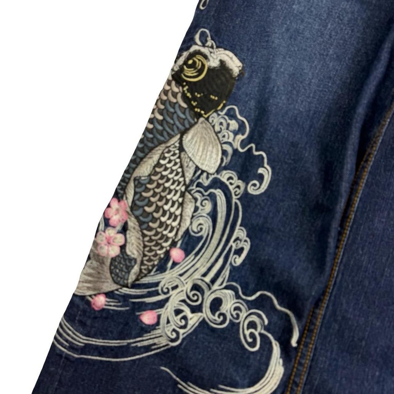 Karakuri Tamashii Karakuri Tamashii Embroidered Koi Fish Denim Jeans Waist 36 Size US 36 / EU 52 - 4 Thumbnail
