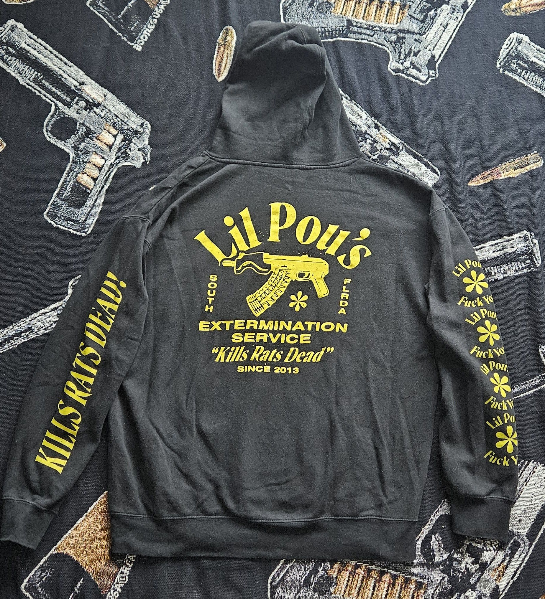 image of G59 Records x Pouya Uicideboy Merch Pouya Kill Rats Dead Exterminator Hoodie in Black (Size XL)