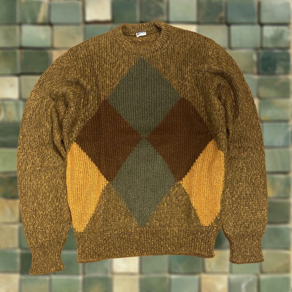 Vintage VINTAGE RIZZ Sweater M/L Argyle Mohair 70s 80s Grunge Brown Mens Size US M / EU 48-50 / 2 - 1 Thumbnail