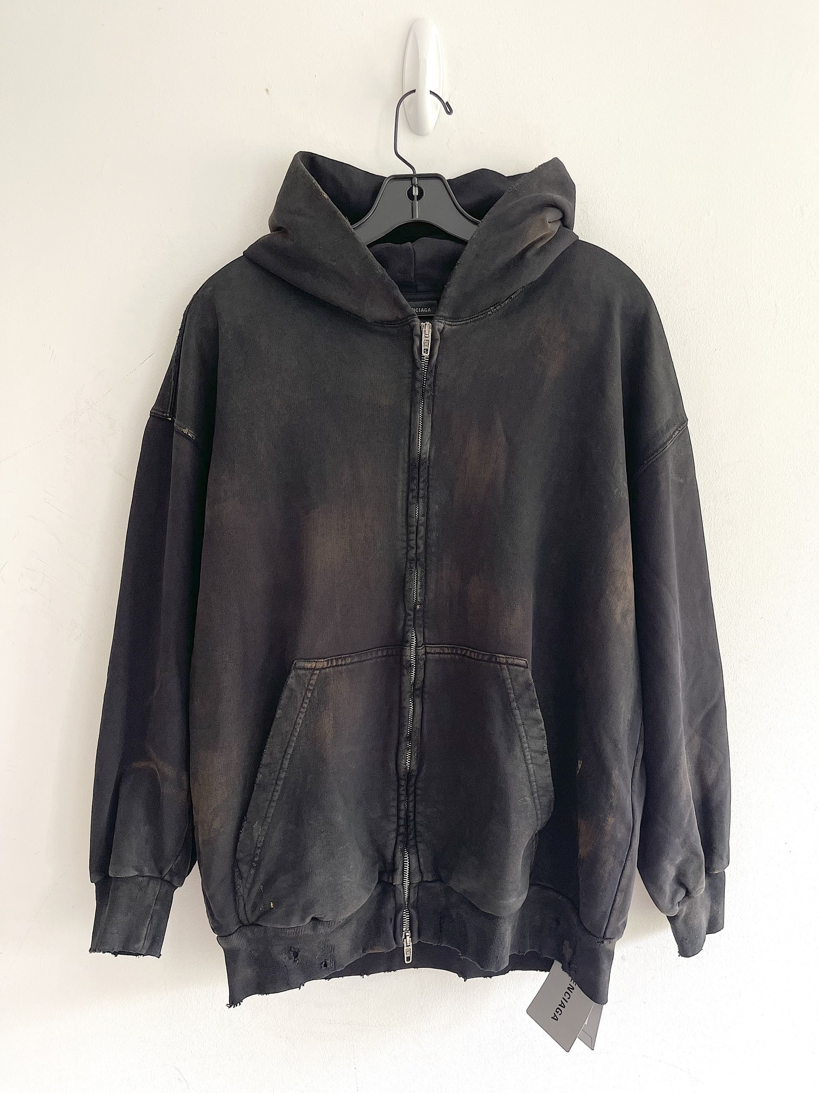Balenciaga Destroyed Hoodie | Grailed
