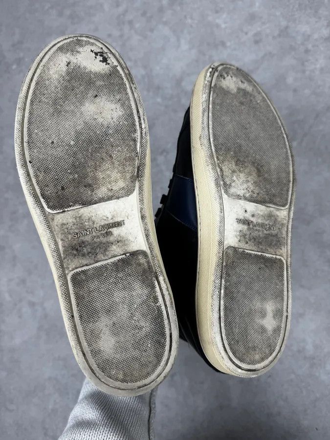 Saint Laurent Paris Saint Laurent Black & Blue Leather High Sneakers Size US 8.5 / EU 41-42 - 5 Thumbnail