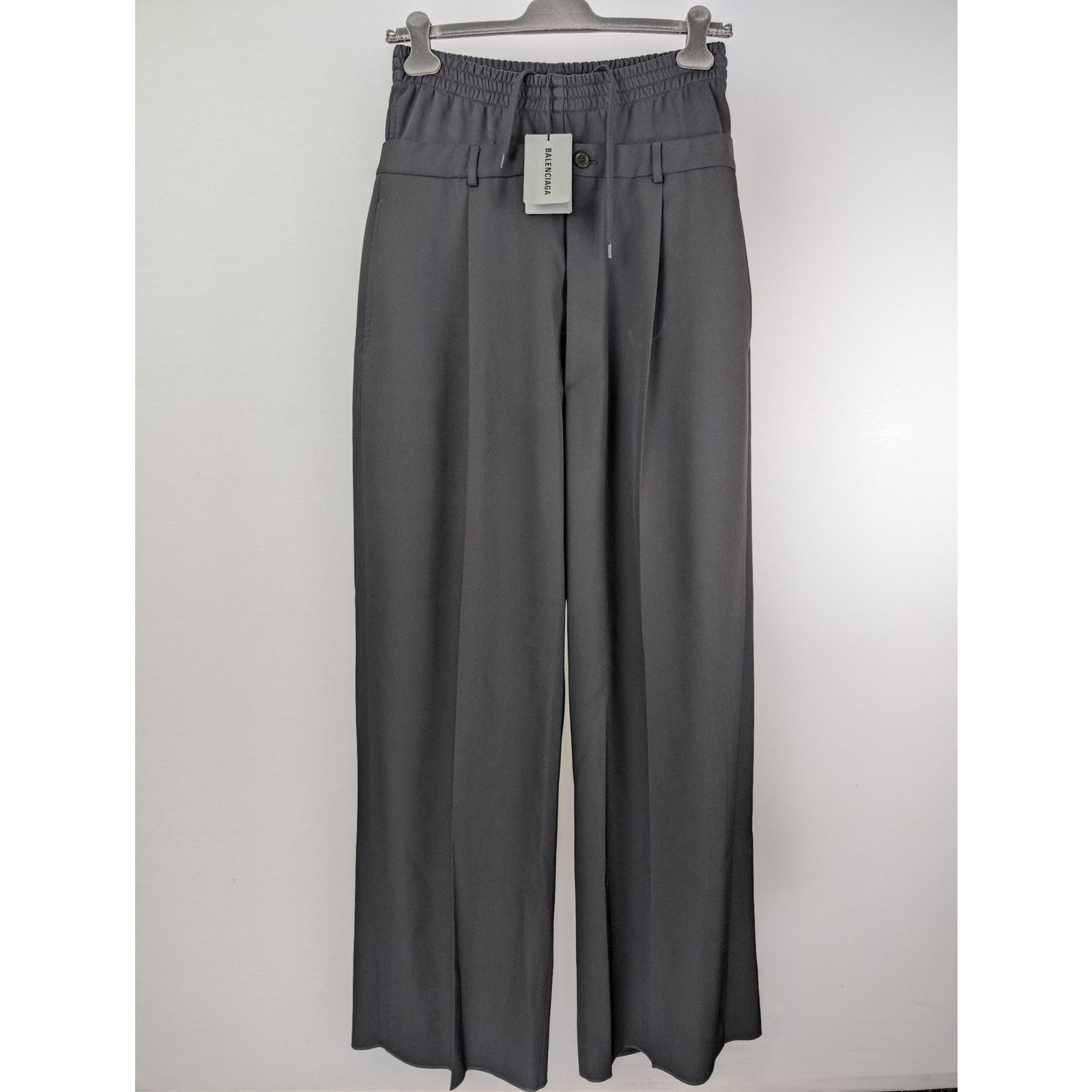 Balenciaga o1rshd1 Dry Wool Twill Hybrid Tailoring Pants in Black Size US 30 / EU 46 - 2 Thumbnail
