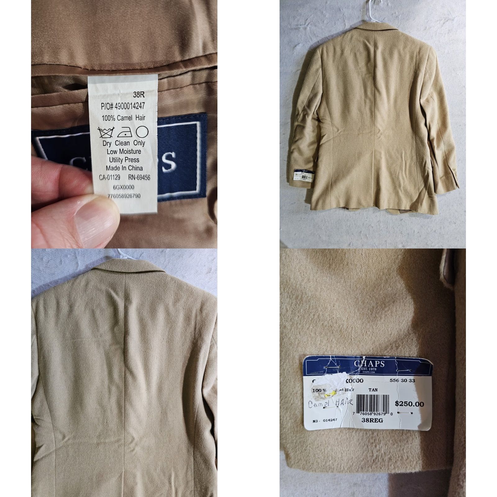 Ralph Lauren Chaps Ralph Lauren 100% Camel Hair Sport Coat Blazer Men's Sz 38 Reg Tan NWTs Size 38R - 8 Thumbnail