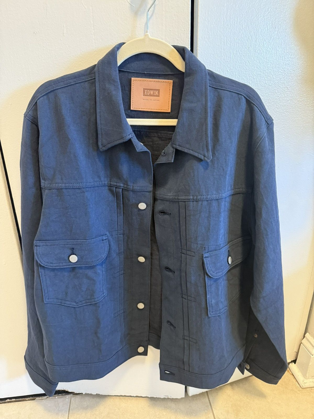 Edwin Edwin Navy & Linen Twill Trucker Jacket Size US L / EU 52-54 / 3 - 2 Thumbnail