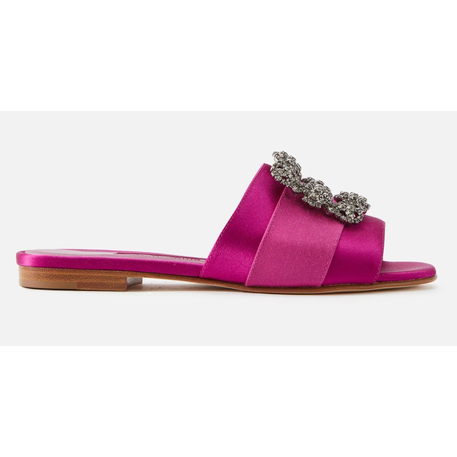 Manolo Blahnik Manolo Blahnik Martamod Hangisi Crystal Buckle Pink Satin Size US 7.5 / IT 37.5 - 2 Thumbnail