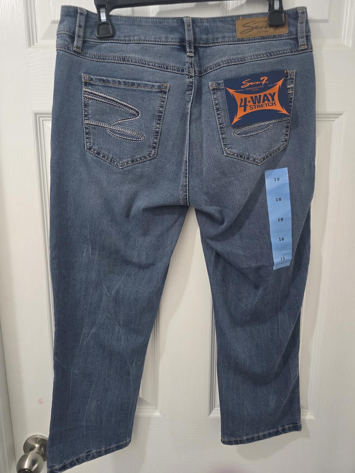 Seven 7 Seven7 Women's 4-Way Stretch Blue Denim Jeans Size 10 Size 32" / US 10 / IT 46 - 2 Thumbnail