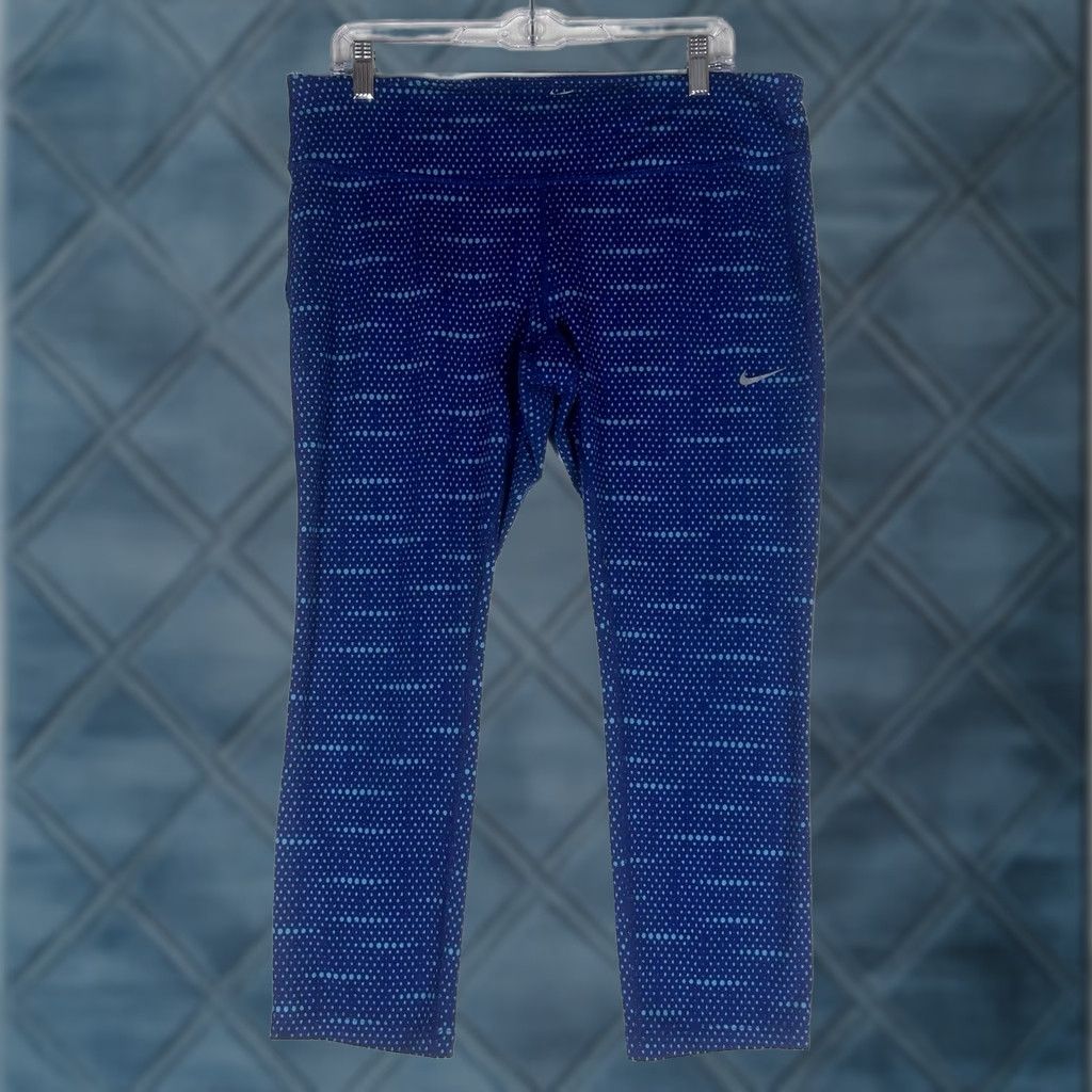 Nike Nike Dri-Fit Running Ankle Leggings Womens XL Blue Abstract Drawstring Gym Yoga Size 40" / US 18 - 1 Thumbnail