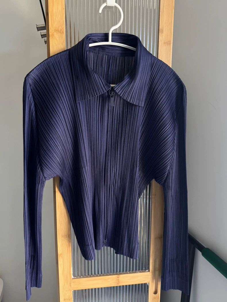 Issey Miyake Issey Miyake size:3 Deep purple pleated zipper cardigan Size XS / US 0-2 / IT 36-38 - 5 Thumbnail