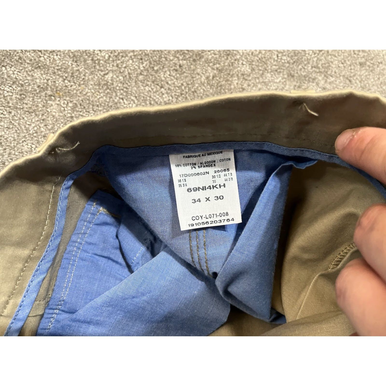 Wrangler Wrangler Pants Mens 34x32 Beige Cotton Flat Front Relaxed Fit Work Khakis Size US 34 / EU 50 - 5 Thumbnail