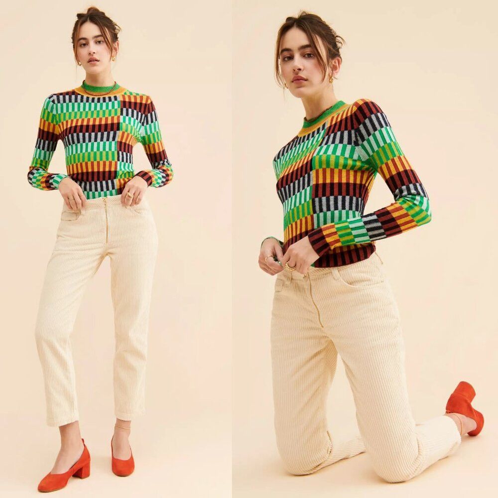 Rachel Antonoff NWT New $212 Free People Rachel Antonoff Evelyn Corduroy Iv Size 27" / US 4 / IT 40 - 1 Thumbnail