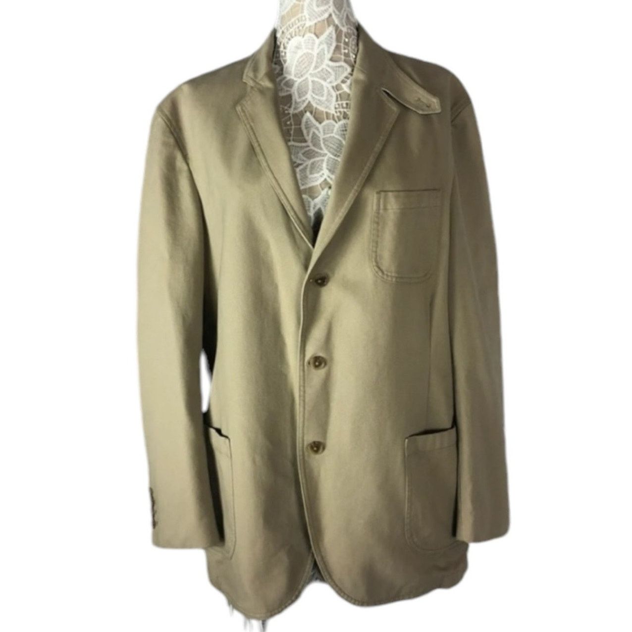 Lands' End Barn coat stand collar patch elbow Khaki Lands' End 44 R Size US L / EU 52-54 / 3 - 7 Thumbnail