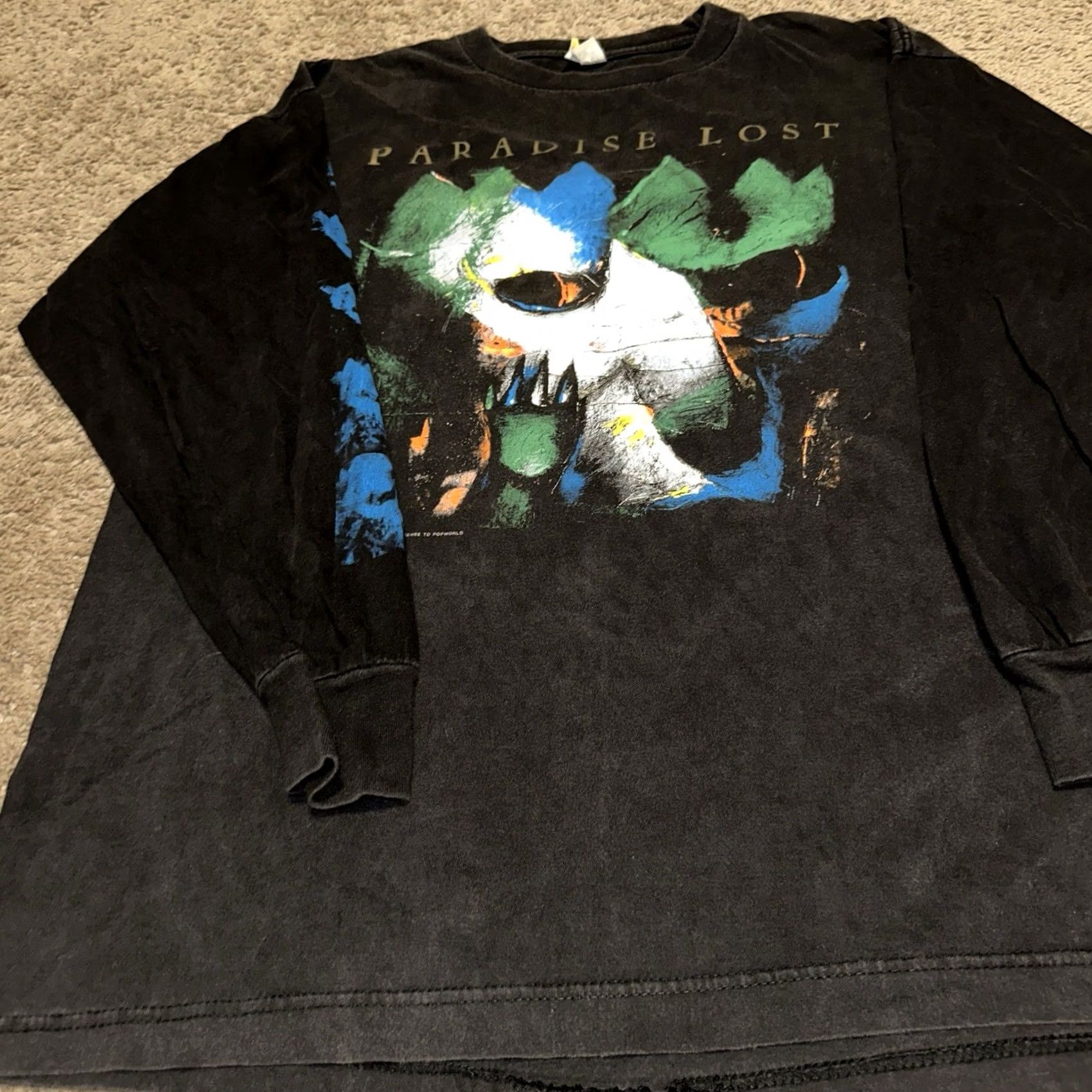 Paradise VINTAGE Paradise Lost Shirt Mens XL Black Long Sleeve 1992 Graphic Print Crew Neck Band Music Gothic Metal Shades of God Tour Size US XL / EU 56 / 4 - 2 Thumbnail