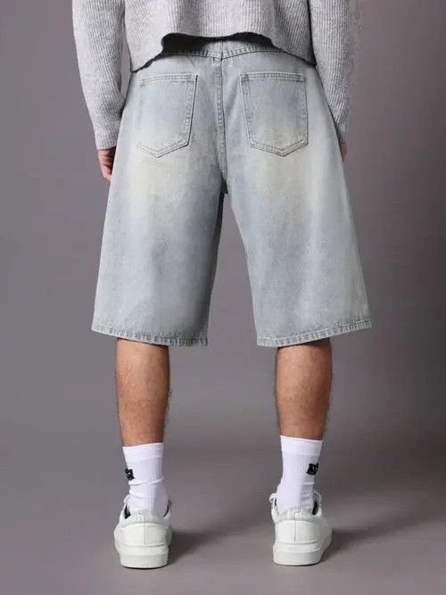 VIBE Washed Denim Jeans Drip Drill Shorts Jorts Size US 32 / EU 48 - 5 Thumbnail