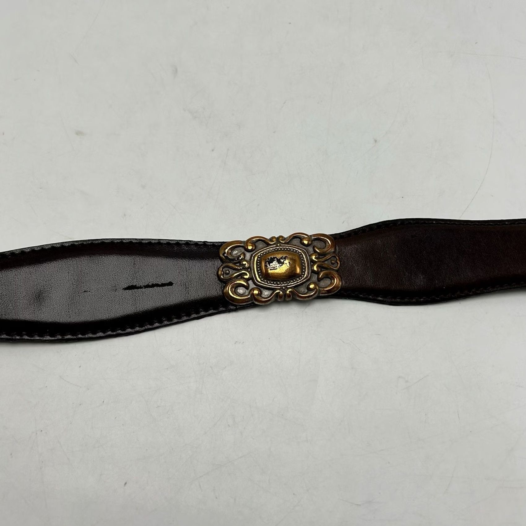 Fossil Vintage Fossil Belt Womens Medium Brown Leather 1996 Copper Tone 90s Y2K Read Size ONE SIZE - 7 Thumbnail