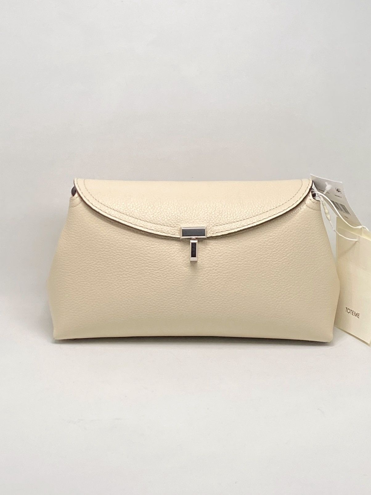 Toteme TOTEME Off-White T-Lock Grained-Leather Clutch Bag Size ONE SIZE - 6 Thumbnail