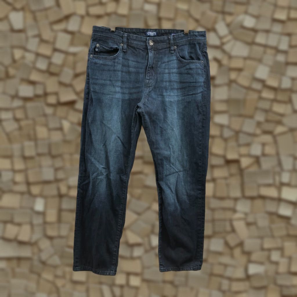 Chaps Chaps Slim Straight Jeans Size 32x30 Mens Mid Rise Dark Wash Blue Shirt? Size US 32 / EU 48 - 1 Thumbnail