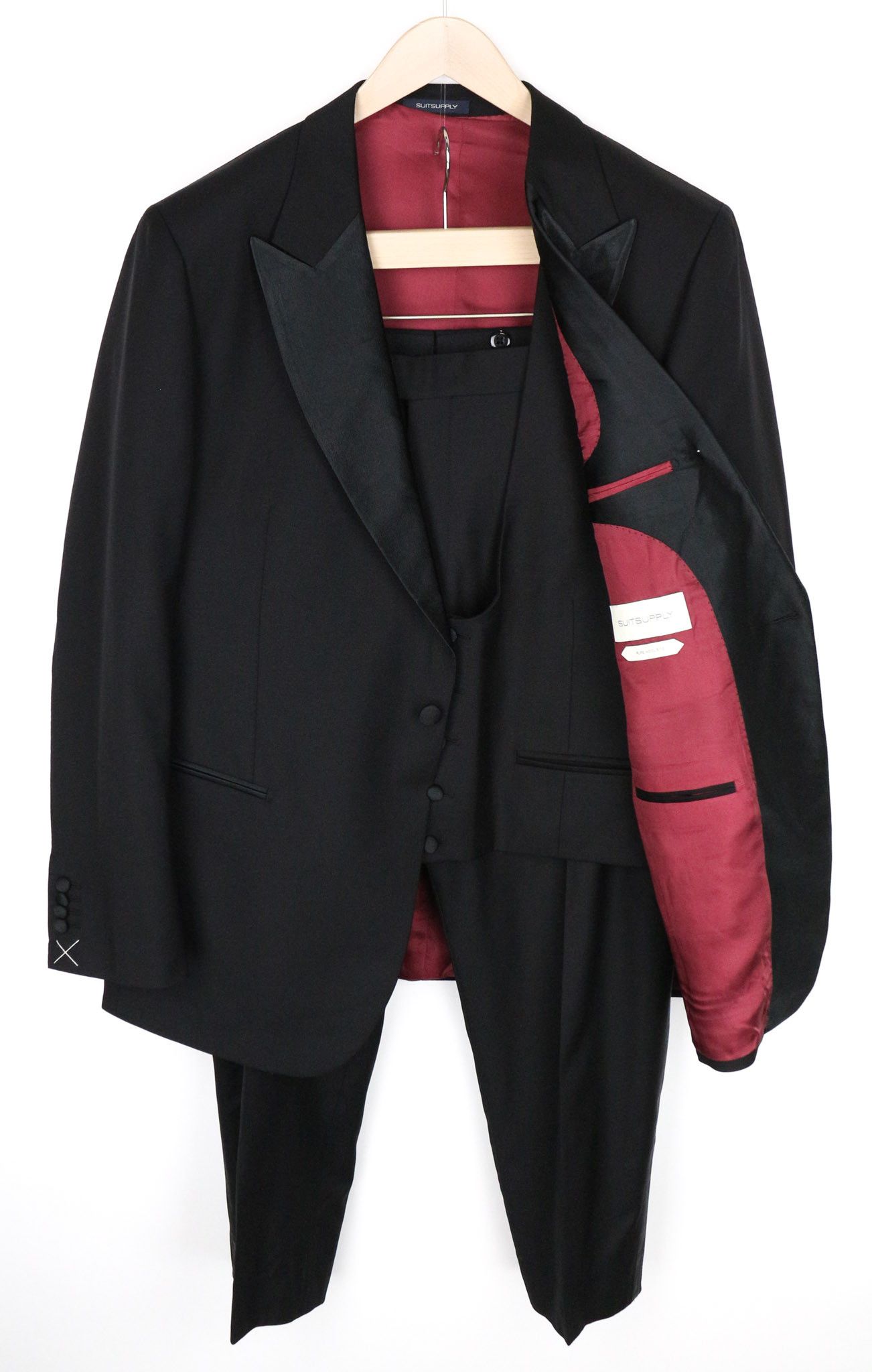 Suitsupply LAZIO TUXEDO UK46R Velvet Wool Slim Black 3 Piece 73307 Size 46R - 1 Thumbnail