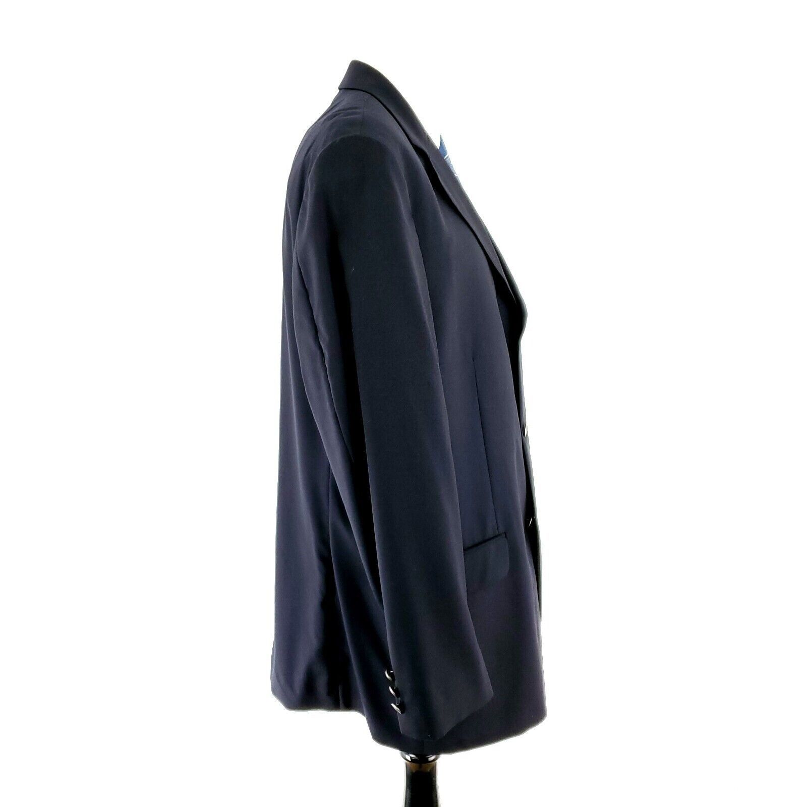 Alan Flusser Alan Flusser 3 Silver Gold Button Blazer 44L Solid Blue Size 44L - 7 Thumbnail